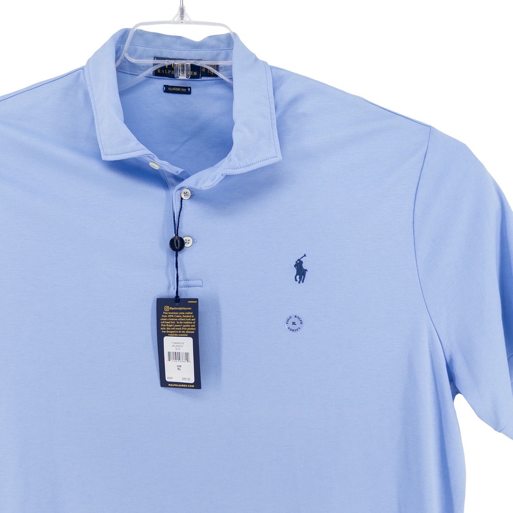 NWT Polo Ralph Lauren Mens XL Soft Touch Classic Fit Polo Shirt Blue Preppy Pony